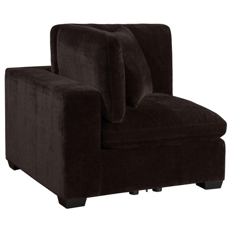  Coaster Furniture Lakeview 551465 Upholstered Corner Chair - Dark Chocolate IMAGE 1