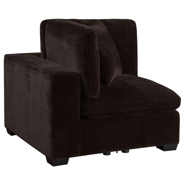  Coaster Furniture Lakeview 551465 Upholstered Corner Chair - Dark Chocolate IMAGE 1