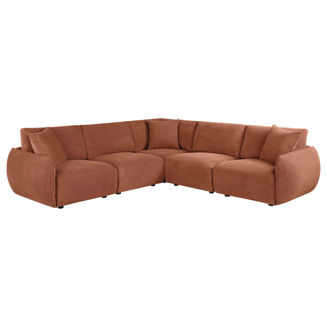  Coaster Furniture Elysia 551891-SETA 5-piece Chenille Upholstered Modular Sectional Sofa - Coral IMAGE 1
