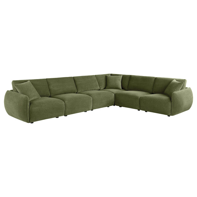  Coaster Furniture Elysia 551895-SET 6-piece Chenille Upholstered Modular Sectional Sofa - Green IMAGE 1