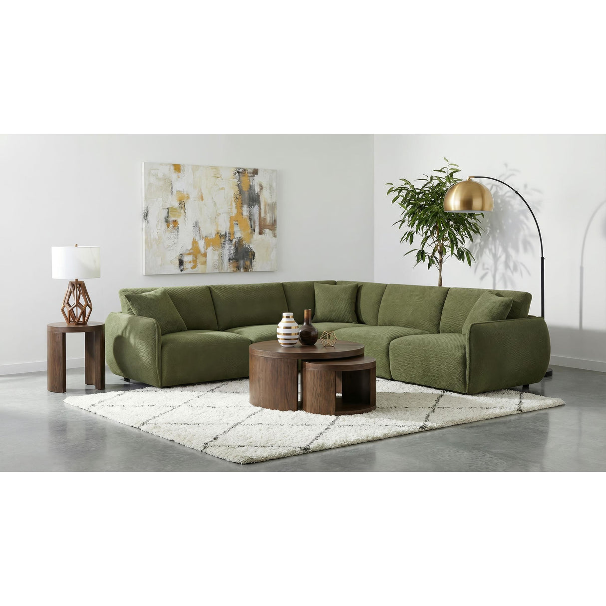  Coaster Furniture Elysia 551895-SETA 5-piece Chenille Upholstered Modular Sectional Sofa - Green IMAGE 2