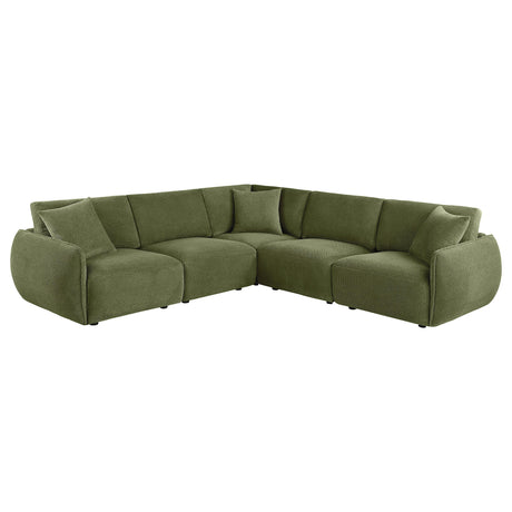  Coaster Furniture Elysia 551895-SETA 5-piece Chenille Upholstered Modular Sectional Sofa - Green IMAGE 5