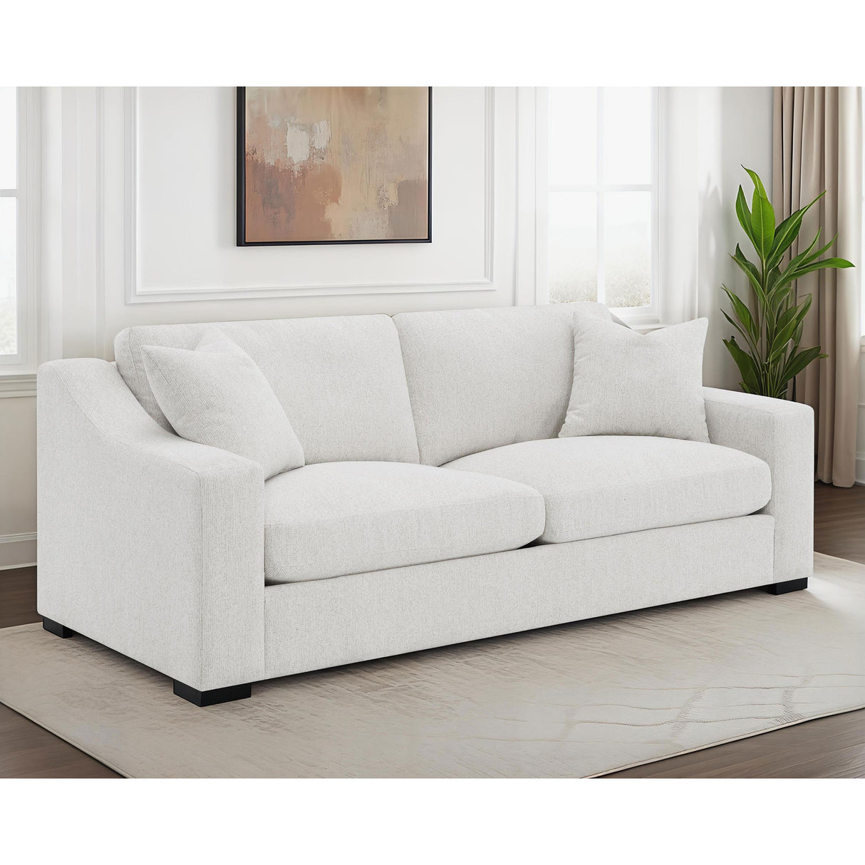  Coaster Furniture Ashlyn 552091 Fabric Upholstered Track Arm Sofa - Sand IMAGE 3