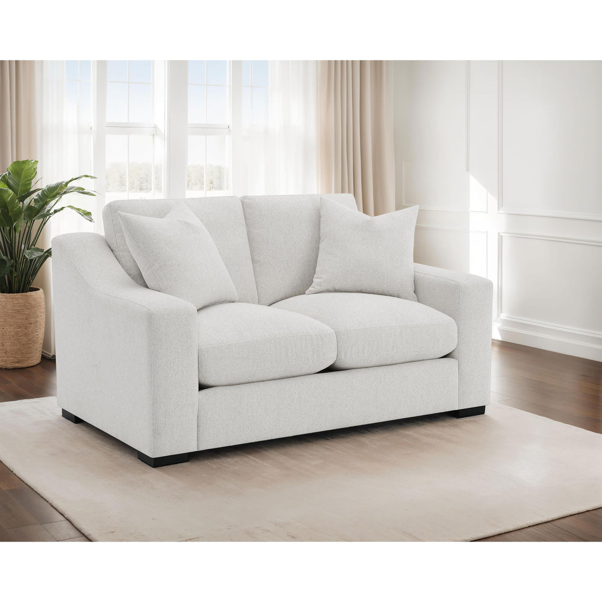  Coaster Furniture Ashlyn 552092 Fabric Upholstered Track Arm Loveseat - Sand IMAGE 6