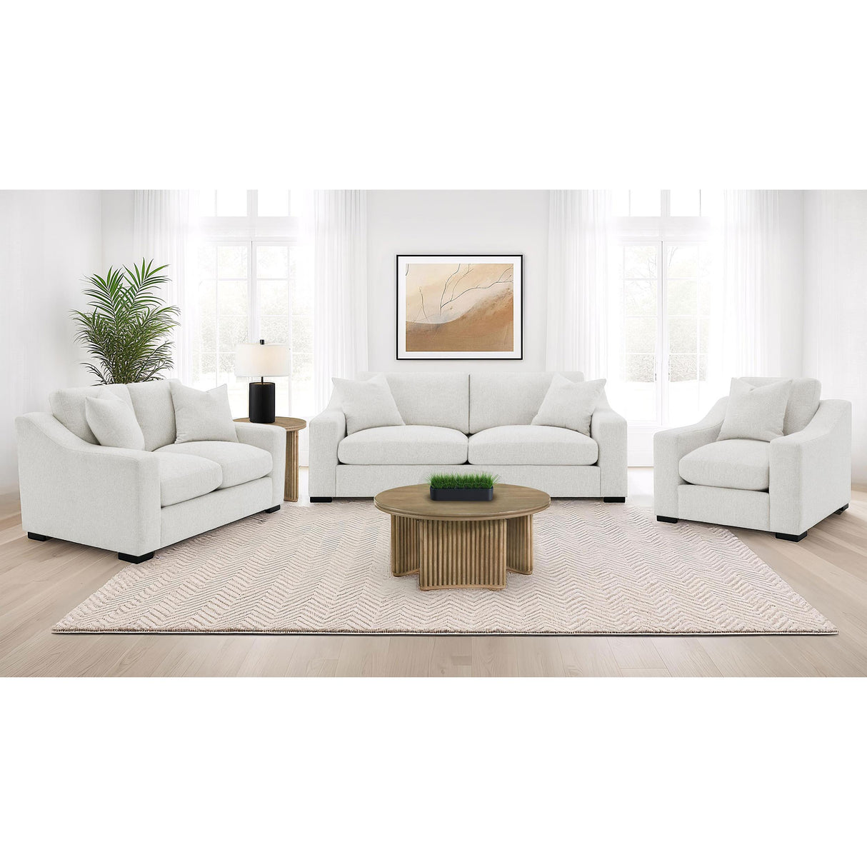  Coaster Furniture Ashlyn 552093 Fabric Upholstered Track Arm Accent Chair - Sand IMAGE 11