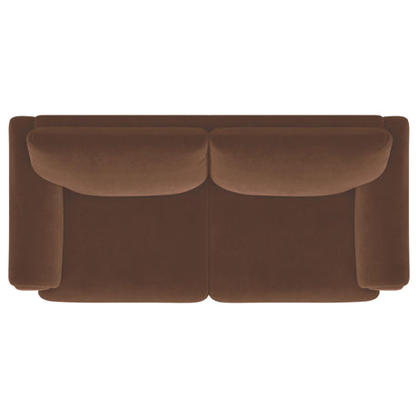  Coaster Furniture Selma 552101 Velvet Upholstered Crescent Arm Sofa - Rust IMAGE 12