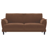  Coaster Furniture Selma 552101 Velvet Upholstered Crescent Arm Sofa - Rust IMAGE 5