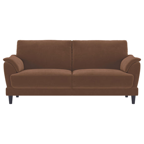  Coaster Furniture Selma 552101 Velvet Upholstered Crescent Arm Sofa - Rust IMAGE 5