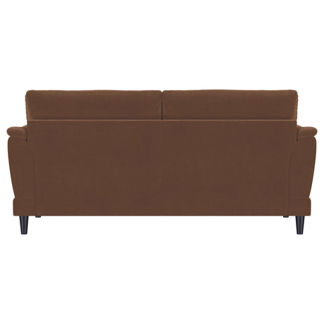  Coaster Furniture Selma 552101 Velvet Upholstered Crescent Arm Sofa - Rust IMAGE 6