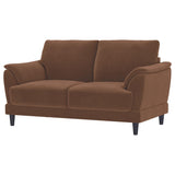  Coaster Furniture Selma 552102 Velvet Upholstered Crescent Arm Loveseat - Rust IMAGE 10