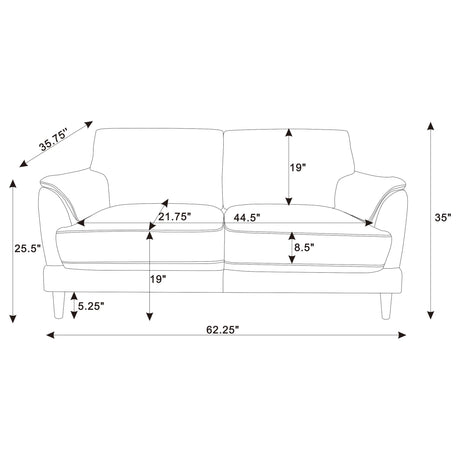  Coaster Furniture Selma 552102 Velvet Upholstered Crescent Arm Loveseat - Rust IMAGE 13