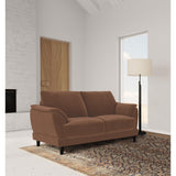  Coaster Furniture Selma 552102 Velvet Upholstered Crescent Arm Loveseat - Rust IMAGE 2