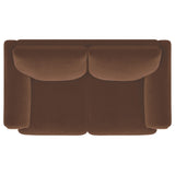  Coaster Furniture Selma 552102 Velvet Upholstered Crescent Arm Loveseat - Rust IMAGE 7
