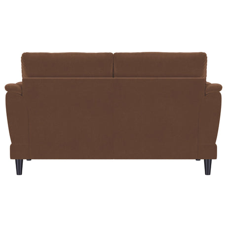  Coaster Furniture Selma 552102 Velvet Upholstered Crescent Arm Loveseat - Rust IMAGE 8