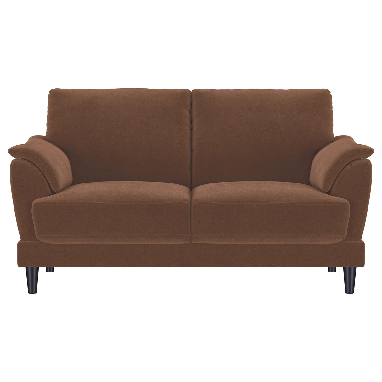  Coaster Furniture Selma 552102 Velvet Upholstered Crescent Arm Loveseat - Rust IMAGE 9