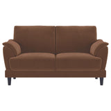 Coaster Furniture Selma 552102 Velvet Upholstered Crescent Arm Loveseat - Rust IMAGE 9