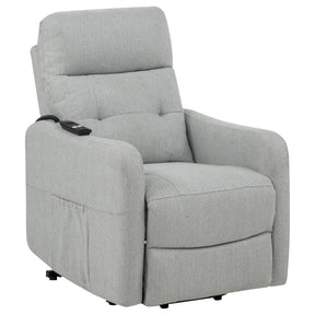  Coaster Furniture Dayes 600130P Upholstered Power Lift Recliner Chair - Light Grey IMAGE 1
