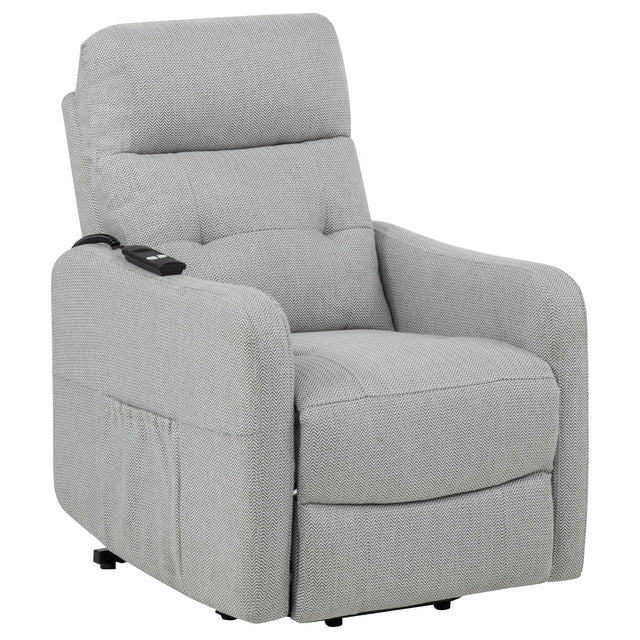  Coaster Furniture Dayes 600130P Upholstered Power Lift Recliner Chair - Light Grey IMAGE 1
