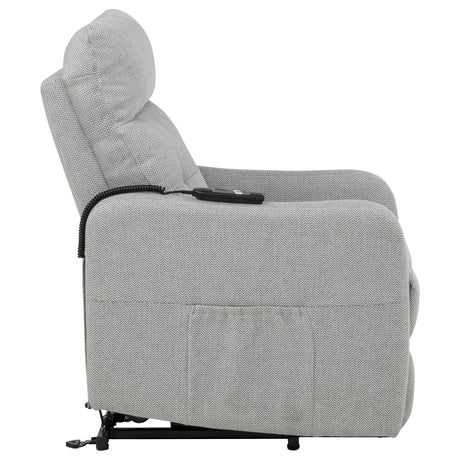  Coaster Furniture Dayes 600130P Upholstered Power Lift Recliner Chair - Light Grey IMAGE 4
