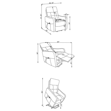 Coaster Furniture Dayes 600131P Upholstered Power Lift Recliner Chair - Taupe IMAGE 17