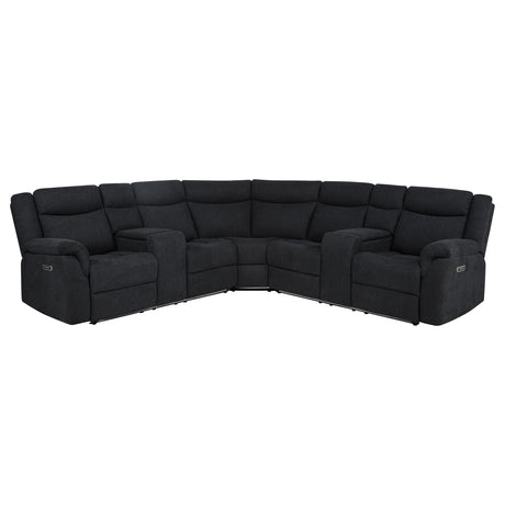  Coaster Furniture Hagen 600500P Upholstered Power Reclining Sectional Sofa - Steel Grey IMAGE 1