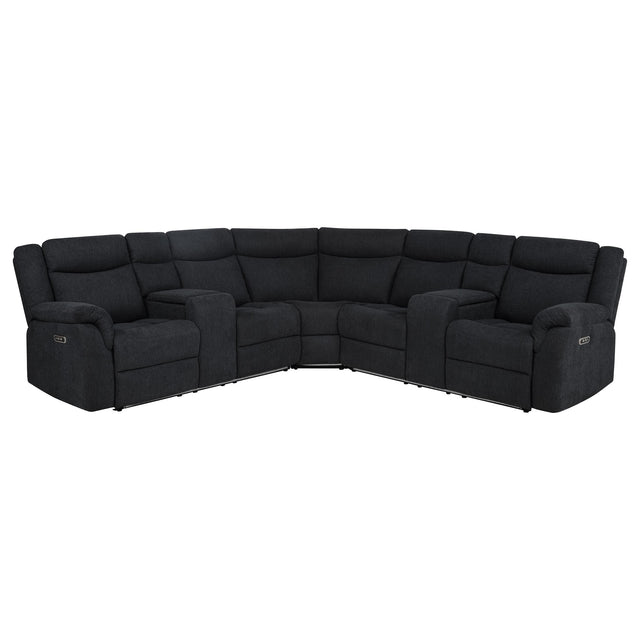  Coaster Furniture Hagen 600500P Upholstered Power Reclining Sectional Sofa - Steel Grey IMAGE 1