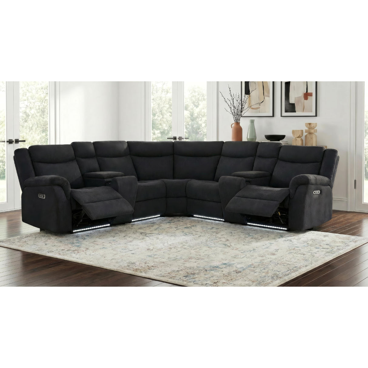  Coaster Furniture Hagen 600500P Upholstered Power Reclining Sectional Sofa - Steel Grey IMAGE 6