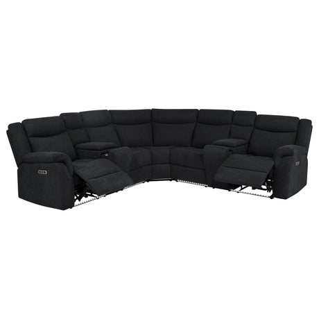  Coaster Furniture Hagen 600500P Upholstered Power Reclining Sectional Sofa - Steel Grey IMAGE 7