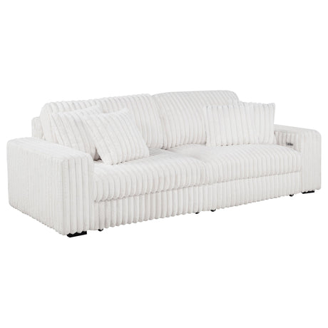  Coaster Furniture Jacana 600535P Corduroy Upholstered Dual Power Chaise Sofa - Ivory IMAGE 1