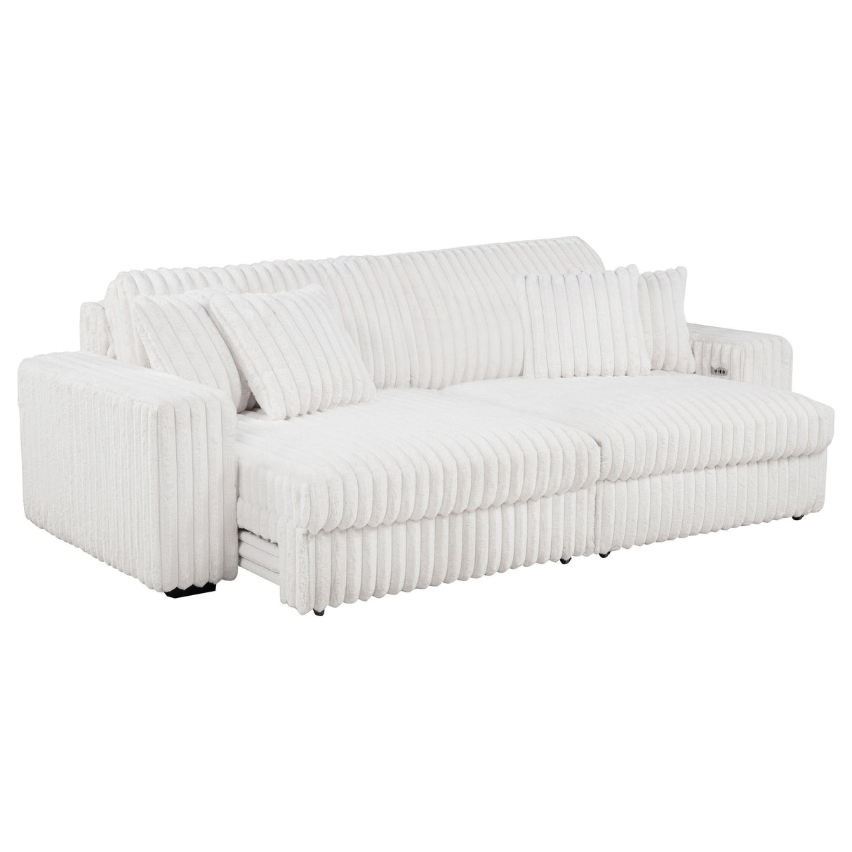  Coaster Furniture Jacana 600535P Corduroy Upholstered Dual Power Chaise Sofa - Ivory IMAGE 10