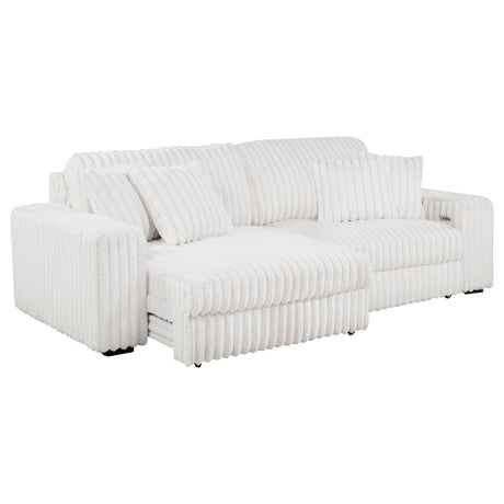  Coaster Furniture Jacana 600535P Corduroy Upholstered Dual Power Chaise Sofa - Ivory IMAGE 2