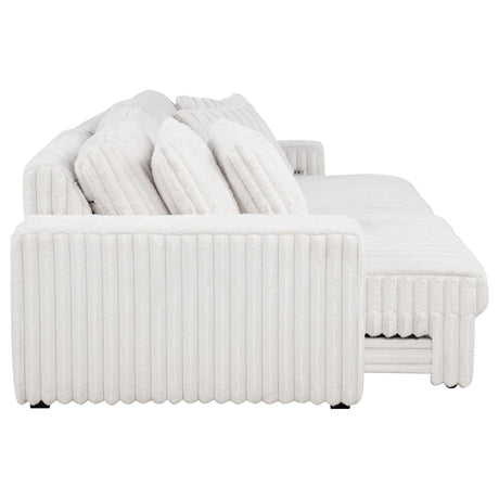  Coaster Furniture Jacana 600535P Corduroy Upholstered Dual Power Chaise Sofa - Ivory IMAGE 6