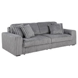  Coaster Furniture Jacana 600536P Corduroy Upholstered Dual Power Chaise Sofa - Grey IMAGE 1
