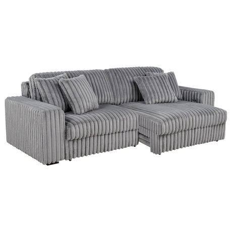  Coaster Furniture Jacana 600536P Corduroy Upholstered Dual Power Chaise Sofa - Grey IMAGE 12