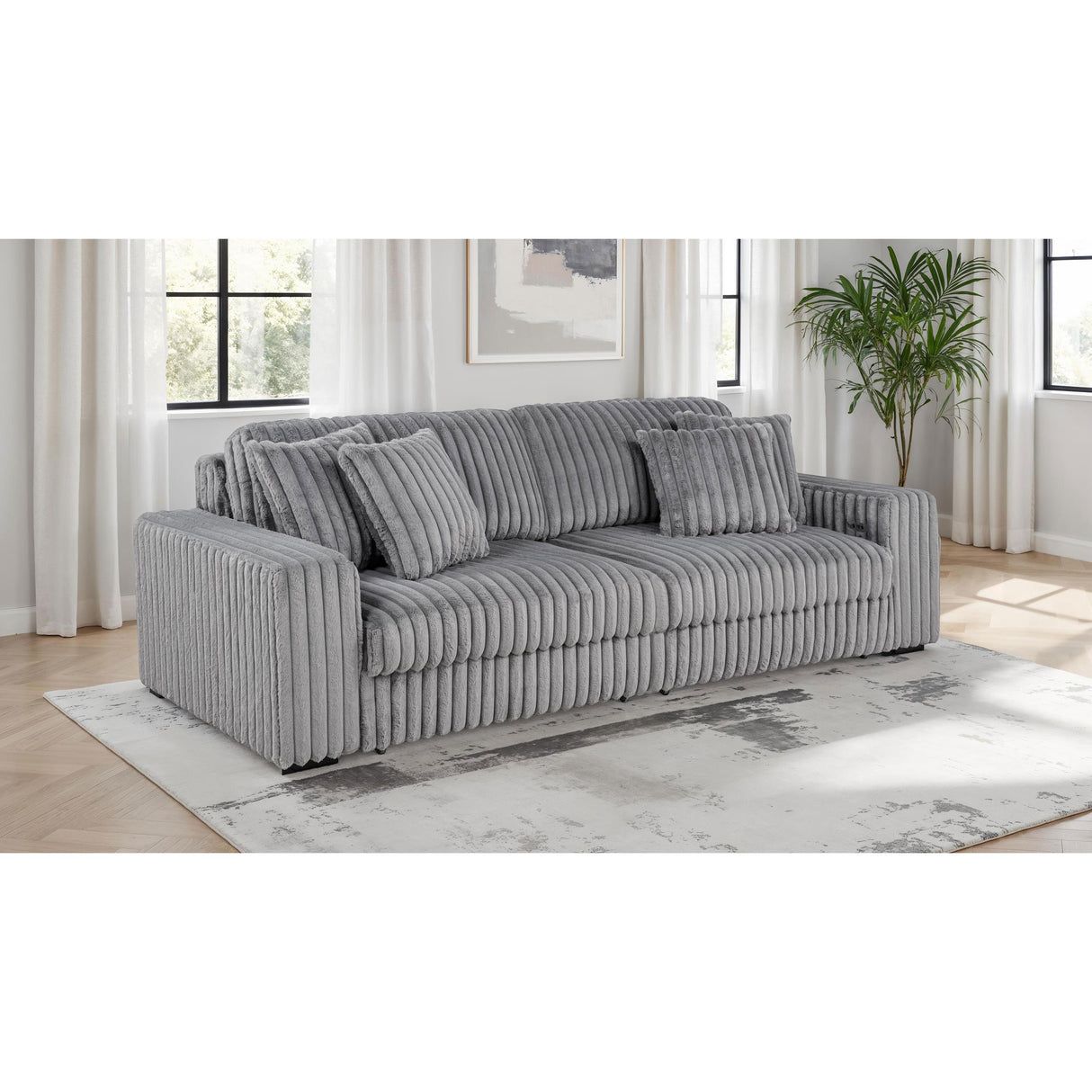  Coaster Furniture Jacana 600536P Corduroy Upholstered Dual Power Chaise Sofa - Grey IMAGE 2