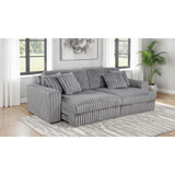  Coaster Furniture Jacana 600536P Corduroy Upholstered Dual Power Chaise Sofa - Grey IMAGE 3