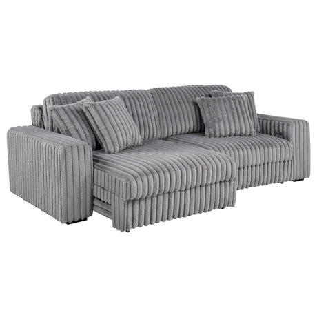  Coaster Furniture Jacana 600536P Corduroy Upholstered Dual Power Chaise Sofa - Grey IMAGE 4
