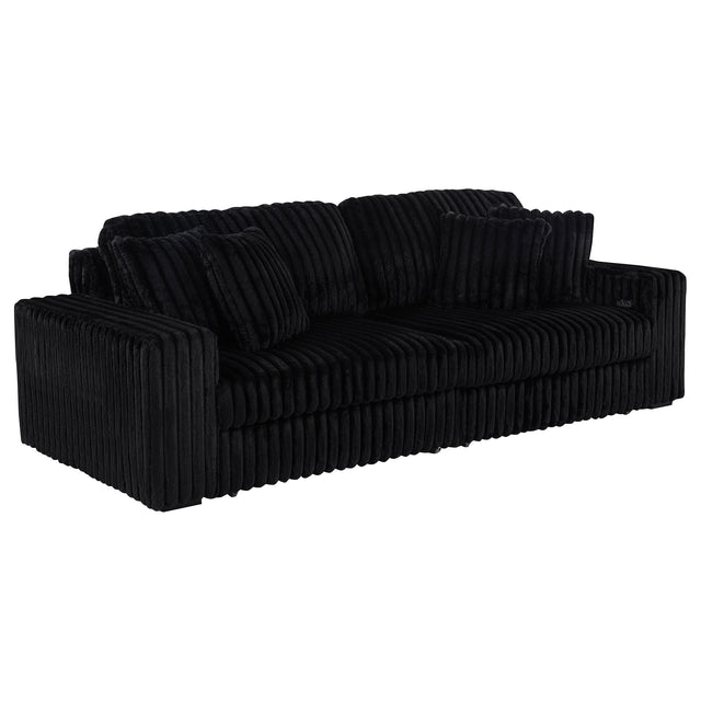  Coaster Furniture Jacana 600537P Corduroy Upholstered Dual Power Chaise Sofa - Black IMAGE 1
