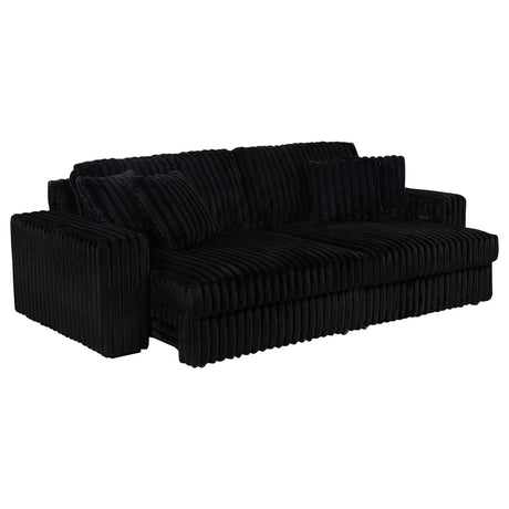 Coaster Furniture Jacana 600537P Corduroy Upholstered Dual Power Chaise Sofa - Black IMAGE 10