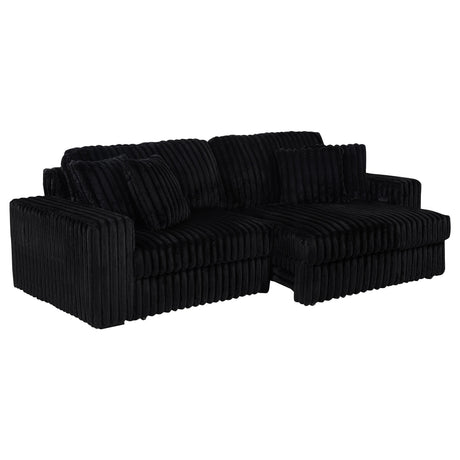  Coaster Furniture Jacana 600537P Corduroy Upholstered Dual Power Chaise Sofa - Black IMAGE 11