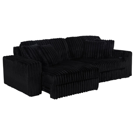  Coaster Furniture Jacana 600537P Corduroy Upholstered Dual Power Chaise Sofa - Black IMAGE 3