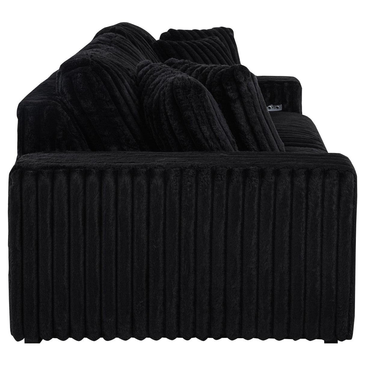  Coaster Furniture Jacana 600537P Corduroy Upholstered Dual Power Chaise Sofa - Black IMAGE 4