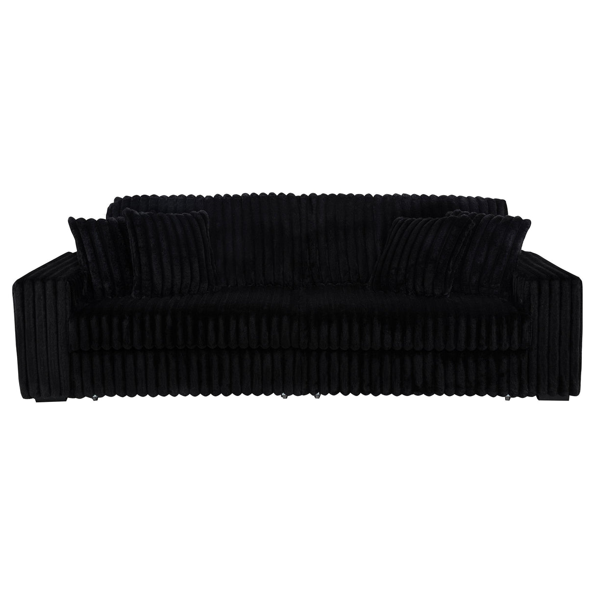  Coaster Furniture Jacana 600537P Corduroy Upholstered Dual Power Chaise Sofa - Black IMAGE 5