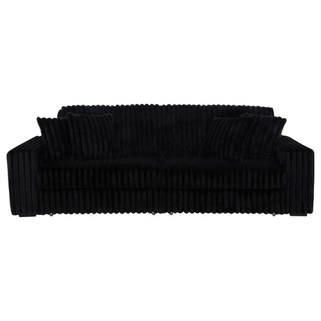  Coaster Furniture Jacana 600537P Corduroy Upholstered Dual Power Chaise Sofa - Black IMAGE 5