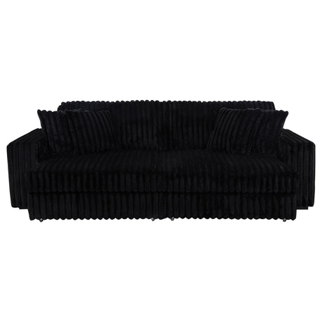  Coaster Furniture Jacana 600537P Corduroy Upholstered Dual Power Chaise Sofa - Black IMAGE 7