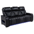  Coaster Furniture Zuma 603251PP Faux Leather Dual Power Reclining LED Sofa - Black IMAGE 1