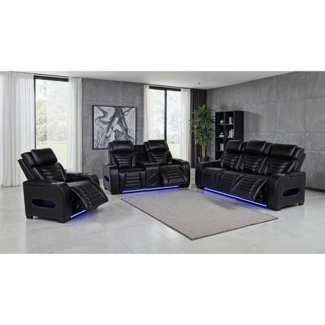  Coaster Furniture Zuma 603251PP Faux Leather Dual Power Reclining LED Sofa - Black IMAGE 11