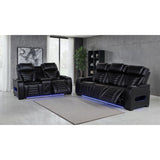  Coaster Furniture Zuma 603251PP Faux Leather Dual Power Reclining LED Sofa - Black IMAGE 9