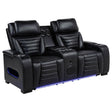  Coaster Furniture Zuma 603252PP Faux Leather Dual Power Reclining LED Loveseat - Black IMAGE 1