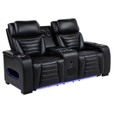  Coaster Furniture Zuma 603252PP Faux Leather Dual Power Reclining LED Loveseat - Black IMAGE 1